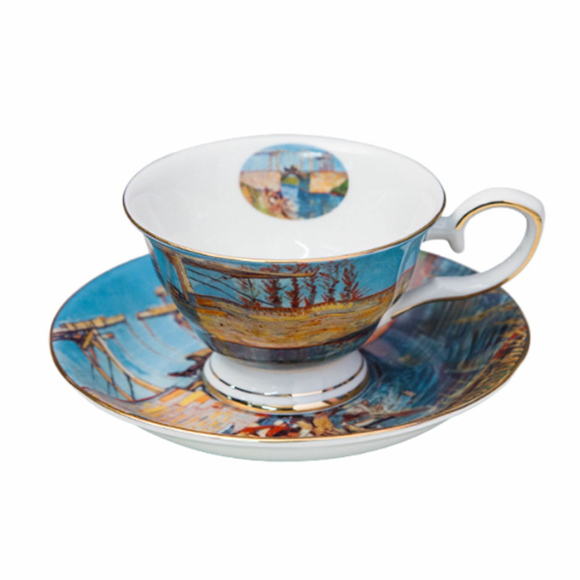 фото Чашка для чая с блюдцем подарочный комплект Винсент Мост Ланглуа в Арле