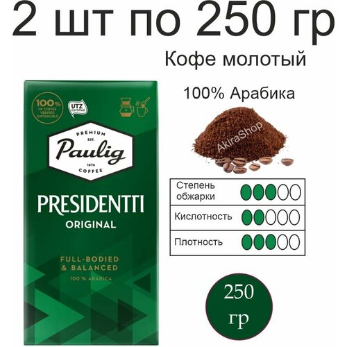 2 шт. Кофе молотый Paulig Presidentti Original, по 250 г. (500 гр) Финляндия