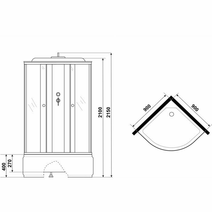 Душевая кабина Niagara Promo P90/40/MT 90х90х215