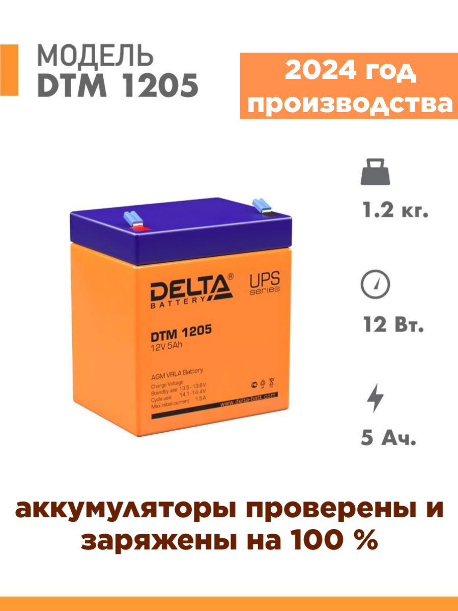 Аккумуляторная батарея Delta DTM 1205 (12V / 5Ah)