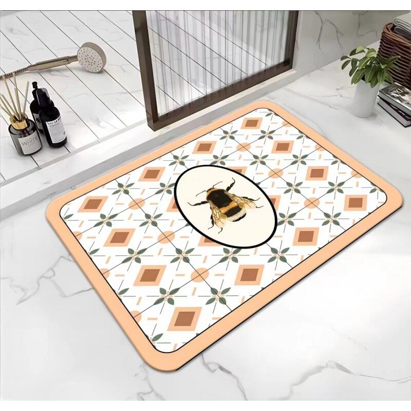 фото Коврик для ванной, 40x60 см, нескользящий, быстросохнущий, с впитывающим влагу ковриком