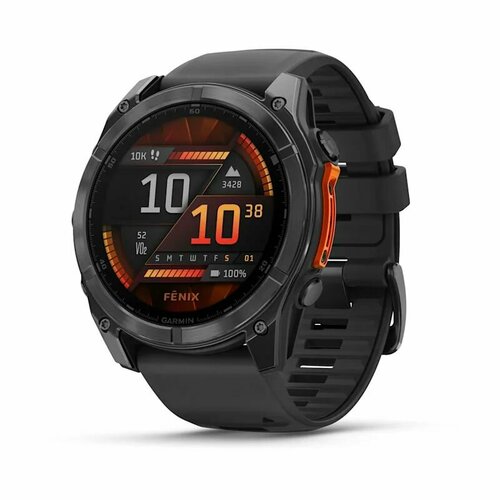 Умные часы премиум класса Fenix 8 51 mm AMOLED Slate Gray with Black Silicone Band 010-02905-00 Стальной корпус 128290₽