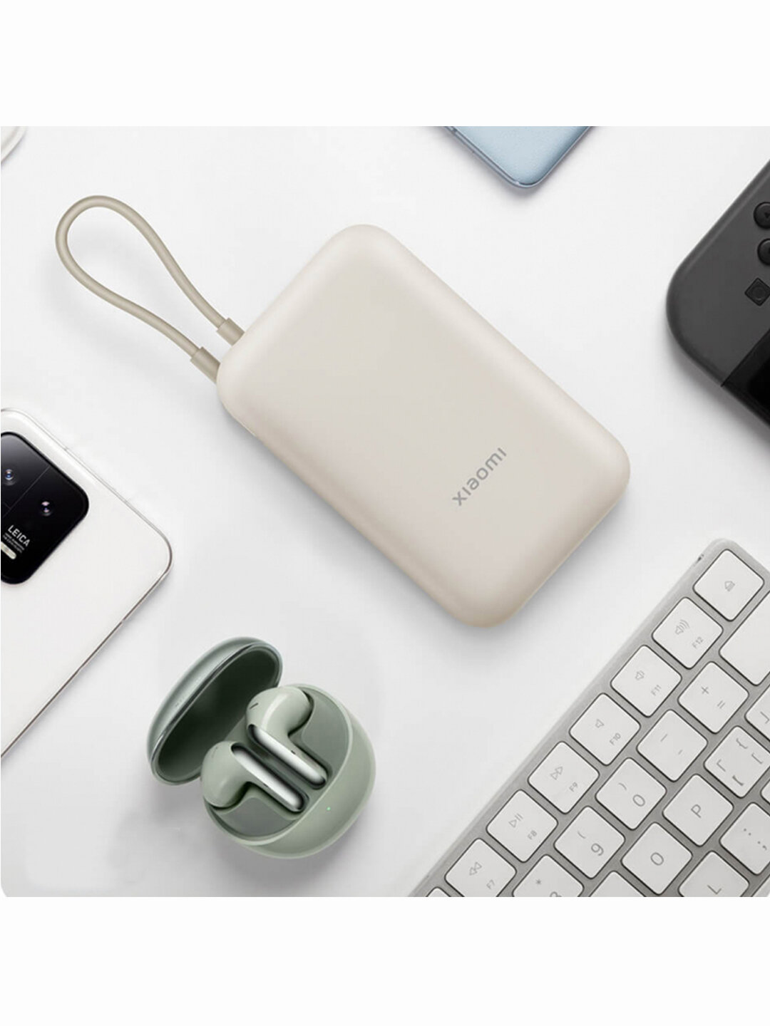 Внешний аккумулятор Mi Power Bank With Cable USB-C 10000mAh Pocket Version Beige (P15ZM) — фото 1