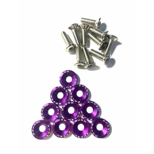 Декоративные шайбы + болты М6*20 потайные для элеткросамокатов, цвет фиолетовый