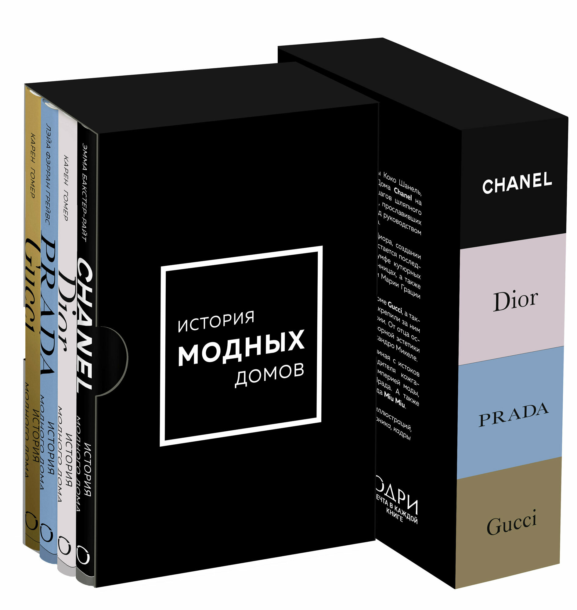 Подарочный набор. История модных Домов: Chanel, Dior, Gucci, Prada (черный) — фото 1