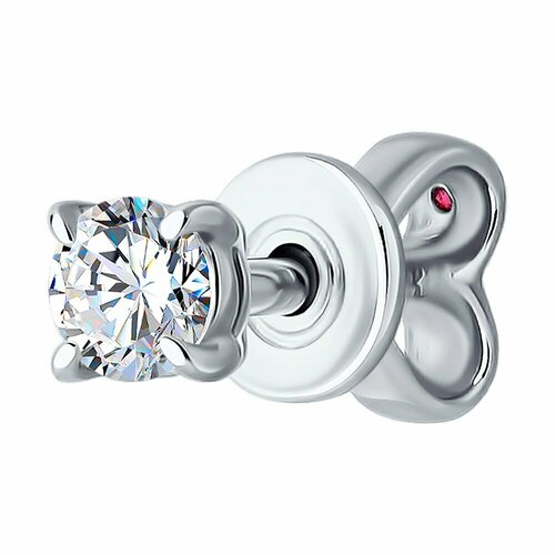фото Моносерьга diamant, белое золото, 585 проба