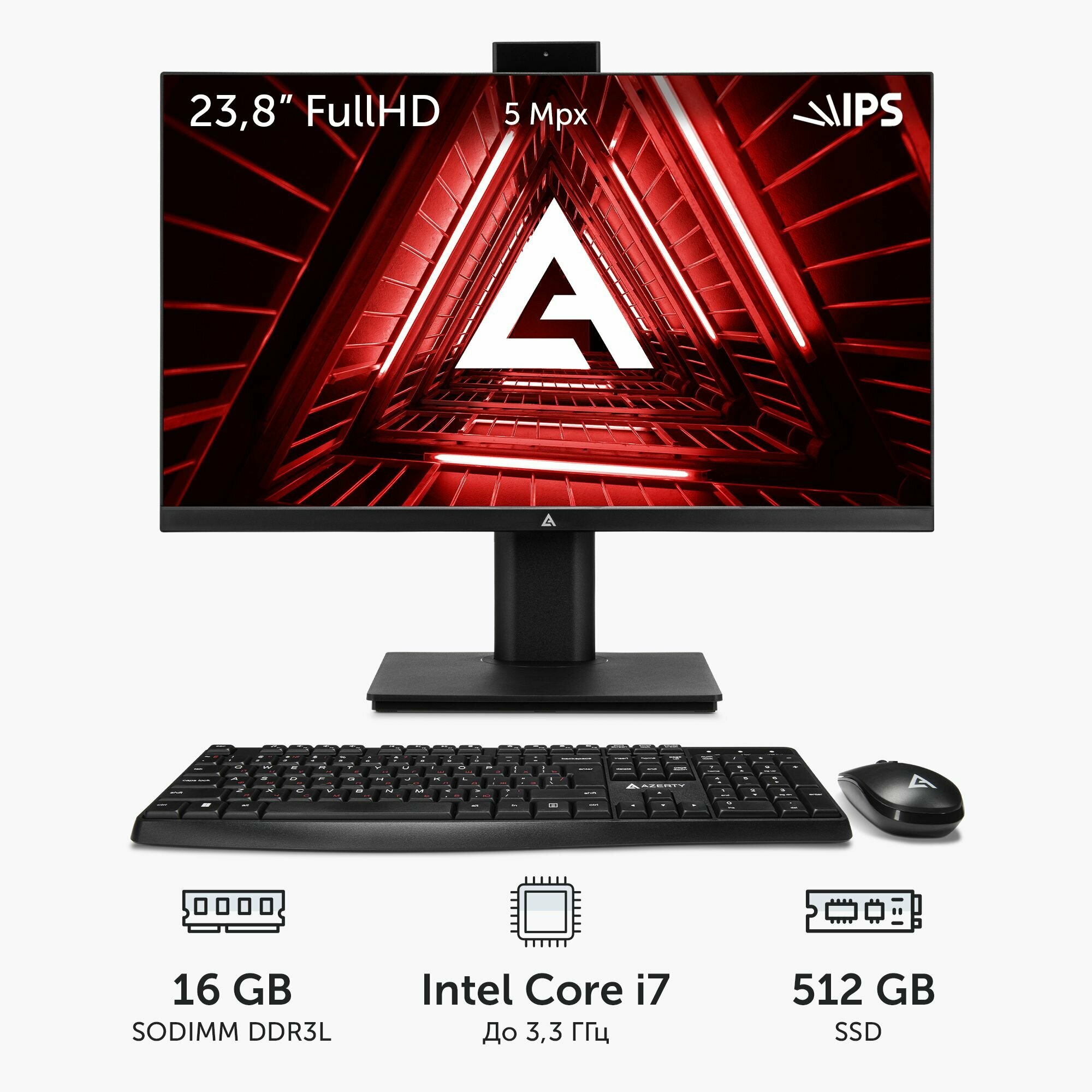 Моноблок Azerty AZ-2415 (24" IPS 1920x1080, Intel i7-3610QM 4x2.3GHz, 16Gb DDR3L, 512Gb SSD)