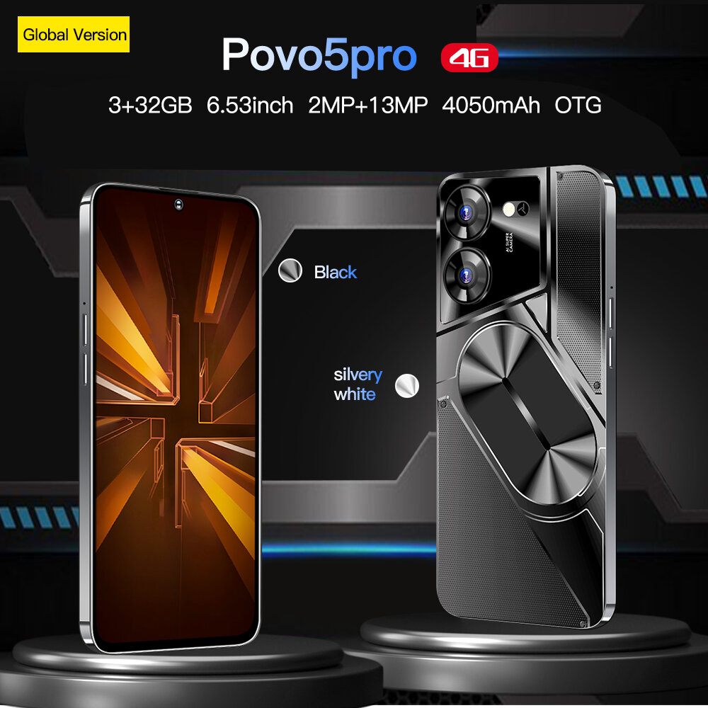 Смартфон Povo 5 pro (PU31) 4G 3+32GB 4050mah 6.53 дюйма 2MP+13MP , Черный.