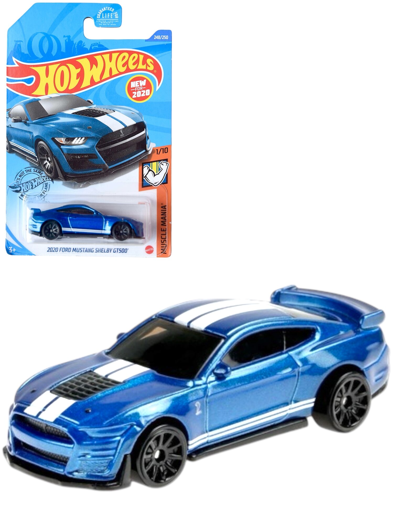 Машинка Hot Wheels FORD Mustang Shelby GT500, коллекционная, метал/пластик, 1/64 длина 7 см