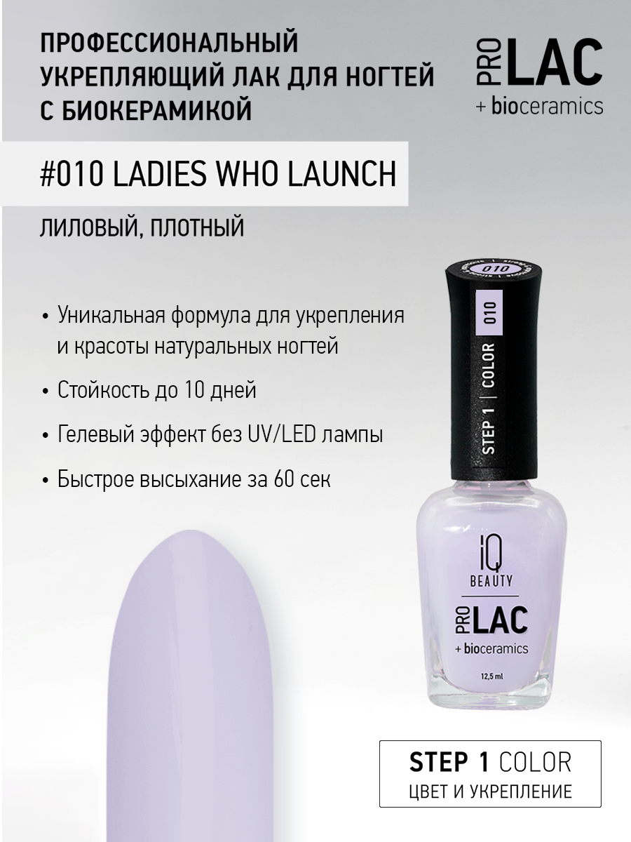 Лак для ногтей IQ Beauty PROLAC+bioceramics укрепляющий 010 Ladies Who Launch, 12.5 мл