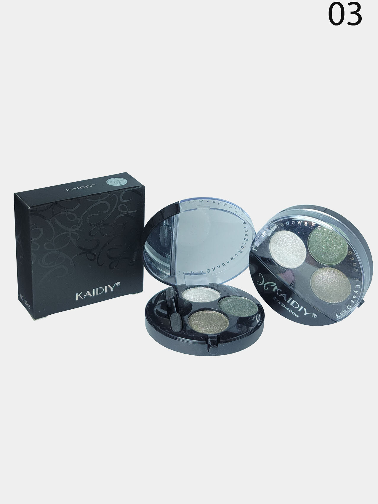 Палетка теней Savdo belgisi KAIDIY №2, 3 оттенка, гипоаллергенная, с аппликатором — фото 1