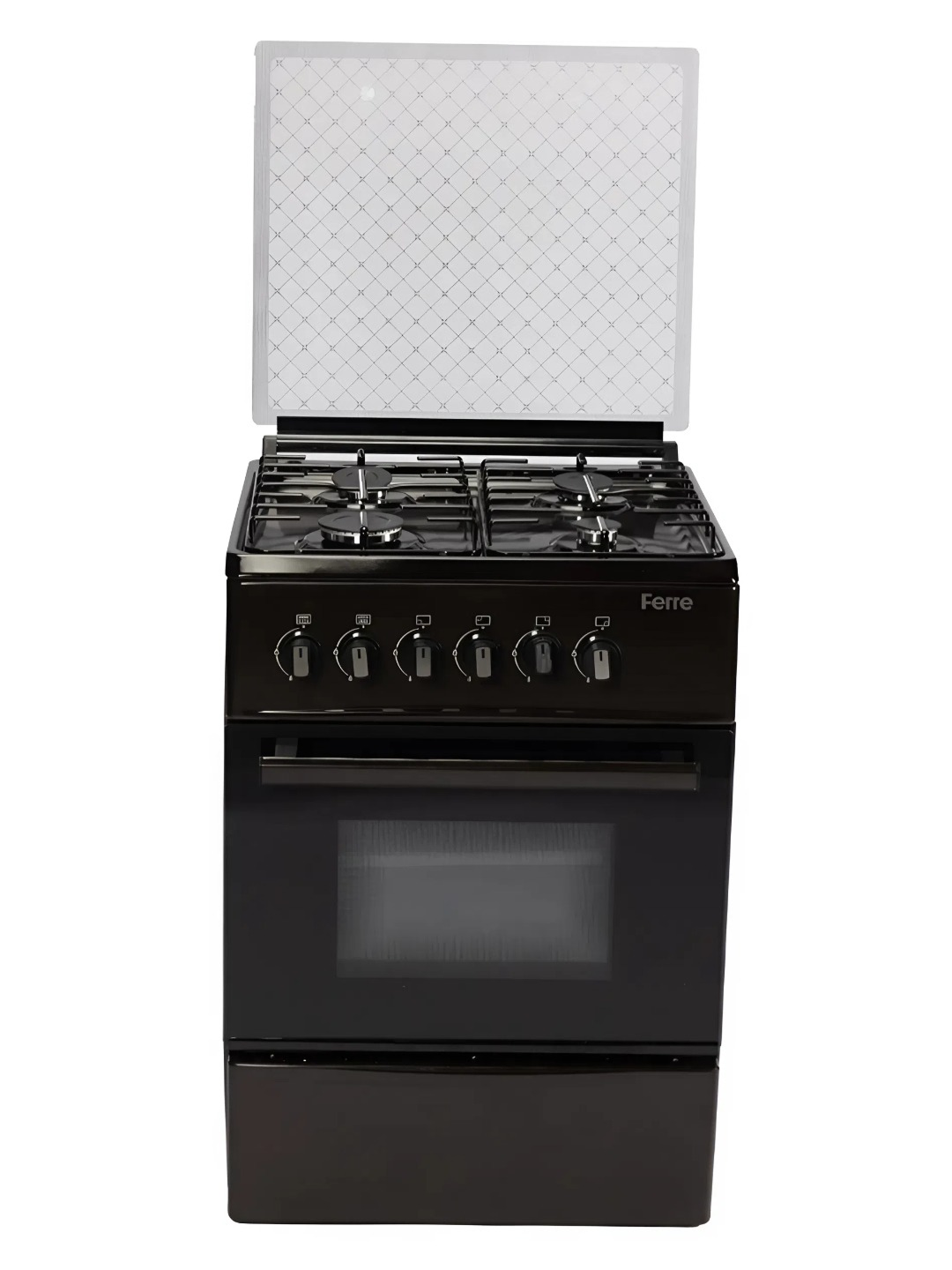 Газовая плита Ferre LP 60G-40DB-ECO (F) 21, коричневый 4 газовые конфорки, Газовая духовка, Газовый контроль в духовке.