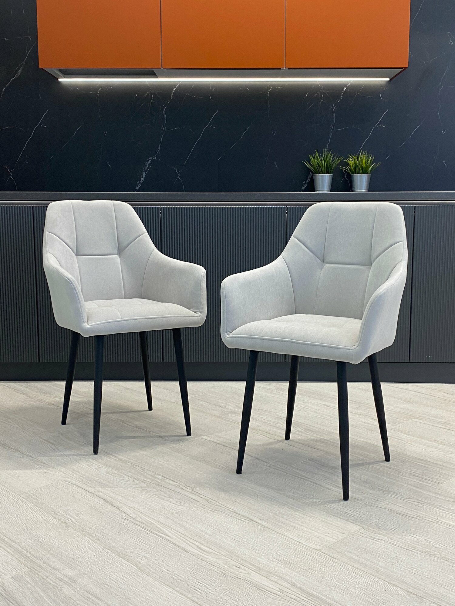 Стулья -кресла с поворотным механизмом 360 градусов для кухни Альтаир в светло-сером цвете комплект 2 штуки