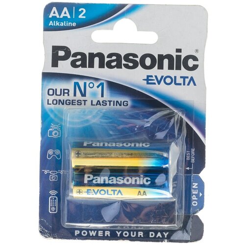 Батарейка Panasonic Evolta AA/LR6, в упаковке: 2 шт. panasonic батарейка panasonic evolta lr6ege 6bw bl6 6шт