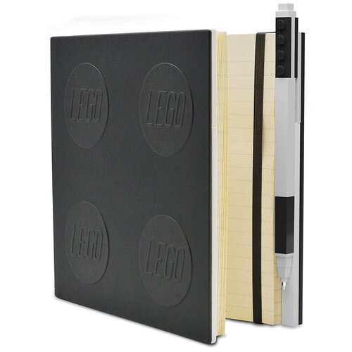 фото 52447 книга для записей (158х158мм., 176 листов, линейка, 150х152мм.), с черной гелевой ручкой (толщина линии 0,70 мм.) lego - locking notebook