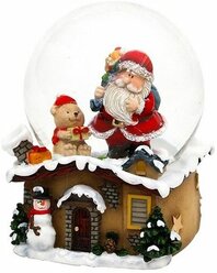 Снежный шар Sigro Санта у дымохода - Мишка 50-1473, бежевый