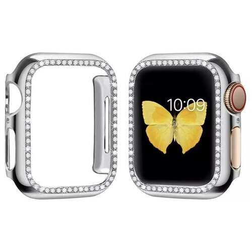 фото Чехол для apple watch 42mm со стразами, серебро pro-i-shop