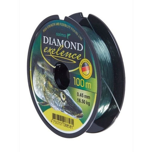 фото Леска монофильная salmo diamond exelence, диаметр 0.45 мм, тест 16.5 кг, 100 м, светло-зелёная 758