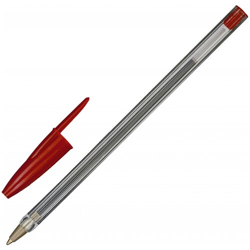 Ручка шариковая неавтоматическая Attache Economy красный 0,7 мм, прозрачный корпус