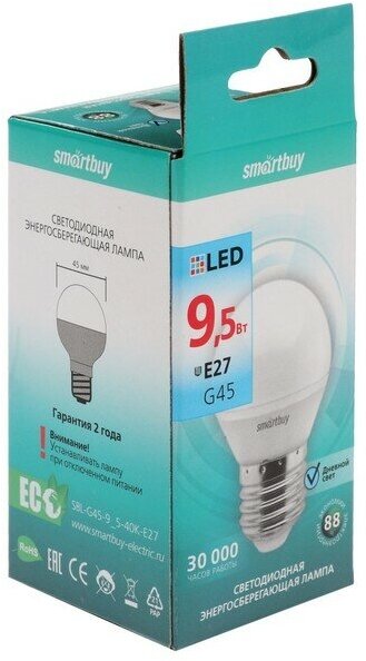 Smartbuy Лампа cветодиодная Smartbuy, G45, Е27, 9,5 Вт, 4000 К - фотография № 11