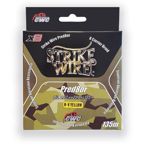 Шнур плетеный 8-жильный Strike Wire Pred8or X8 0,36mm 30kg 135m, - H-V Yellow (жёлтый)