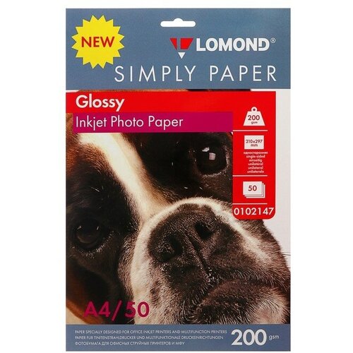 Lomond Фотобумага для струйной печати А4, 50 листов LOMOND, 200 г/м2, односторонняя, глянцевая