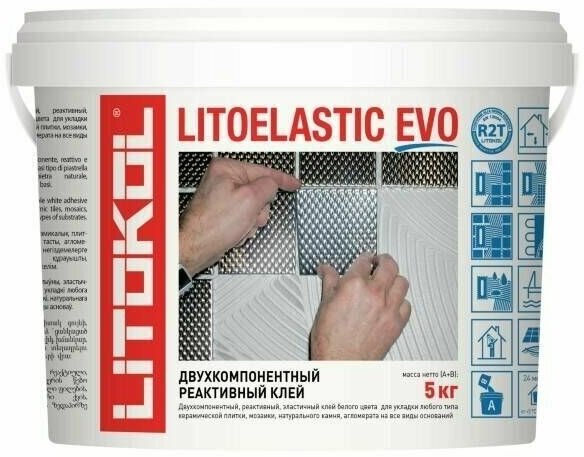 Клей для плитки LITOKOL Litoelastic Evo двухкомпонентный 5 кг - фотография № 2