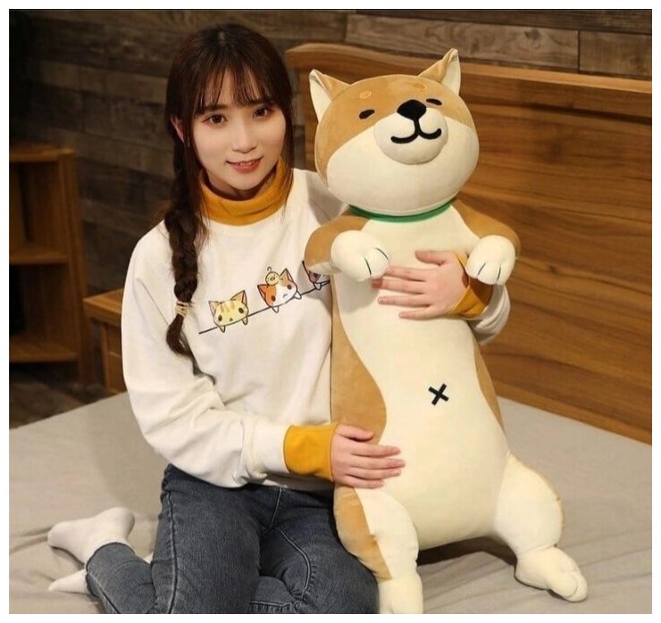 Мягкая игрушка собака сиба-ину подушка обнимашка 90 см
