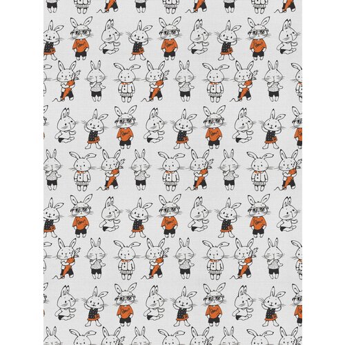 Отрезная ткань для мебели Ambesonne "Молодые кролики" метражом для рукоделия и шитья, сатен, 185 см