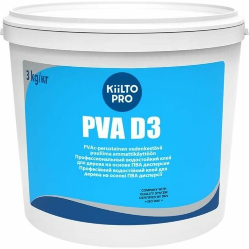 Водостойкий клей для дерева на основе ПВА дисперсии KIILTO PVA D3 3 кг T6560.003 16028763