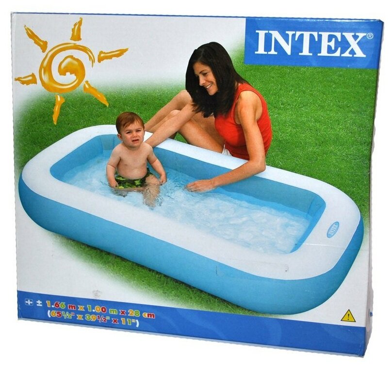 INTEX Детский бассейн с надувным дном Голубой 166*100*25 см 57403