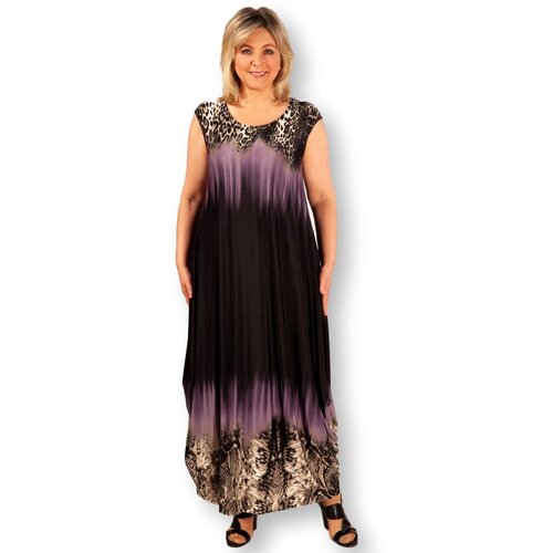 Платье вискоза, в стиле бохо, свободный силуэт, макси, размер 54, фиолетовый