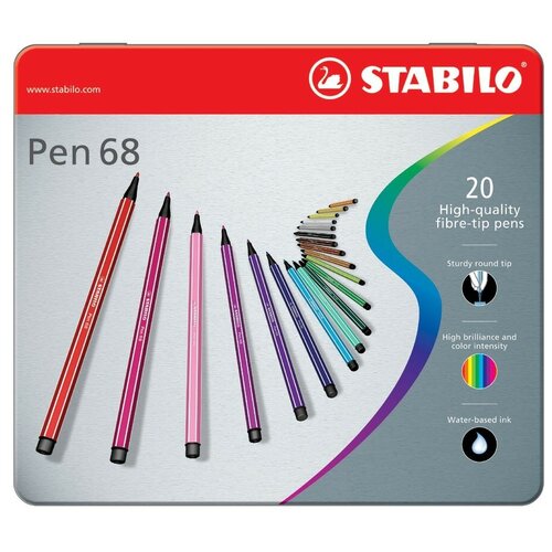 STABILO Фломастеры Pen 68 (6820-6), разноцветный, 20 шт.