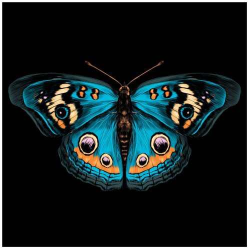 Картина на стекле Бабочка Юнониа, 40х40 см