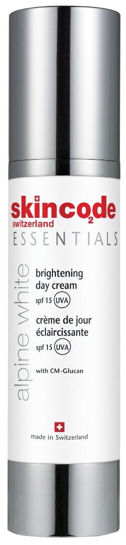 Skincode Essentials Alpine White Brightening day cream spf 15 Осветляющий дневной крем для лица SPF 15, 50 мл