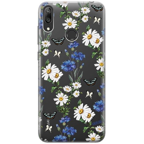 фото Ультратонкий силиконовый чехол-накладка clearview для huawei y7 (2019) с 3d принтом "hello, camomiles" gosso