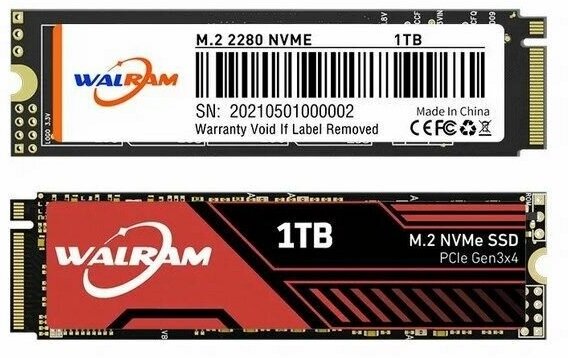 Внутренний высокоскоростной жёсткий диск SSD для компьютеров и ноутбуков WALRAM M.2 SSD 1 ТБ NVME PCIe 3.0x4