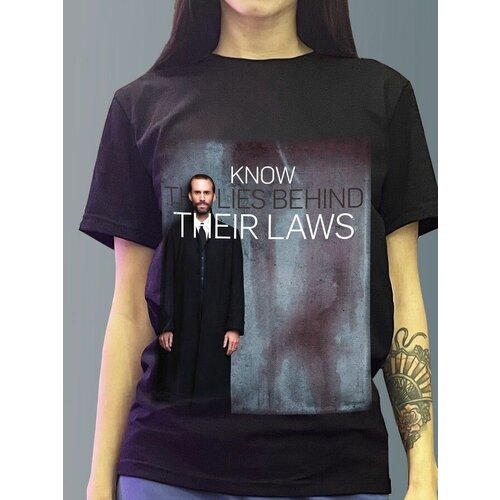 фото Футболка женская черная из хлопка с dtf рисунком рассказ служанки - 4062 будь на стиле