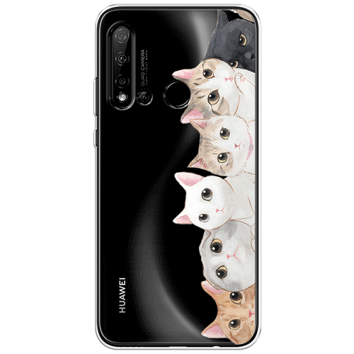 Силиконовый чехол на Huawei Nova 5i / Хуавей Нова 5i Котики, прозрачный силиконовый чехол на huawei nova 5i хуавей нова 5i шкодливые котики прозрачный