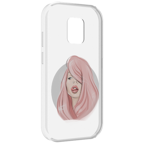 Чехол MyPads лицо-девушки-с-розовыми-волосами женский для UleFone Power Armor 14 / 14 Pro задняя-панель-накладка-бампер