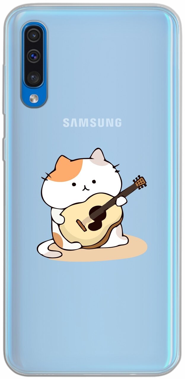 Силиконовый чехол Mcover для Samsung Galaxy A50 с рисунком Музыкальный кот