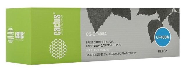 Тонер Картридж Cactus CS-CF400A черный (1500стр.) для HP CLJ M252/252N/252DN/252DW/M277n/M277DW