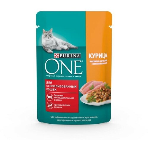 Влажный корм Purinа one для стерилизованных кошек, курица/фасоль, 75 г (26 шт)