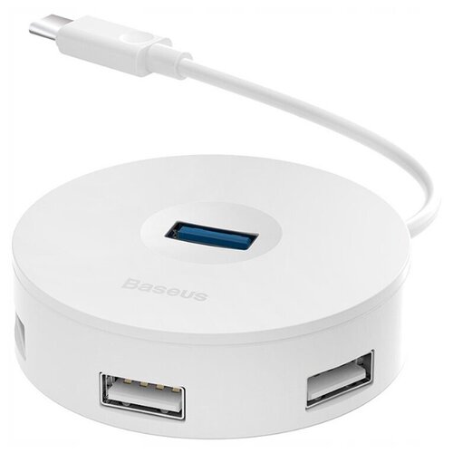 хаб-переходник / разветвитель / round box hub adapter cahub-g02 type-c to usb 3.0 1шт usb 2.0 3шт (белый)