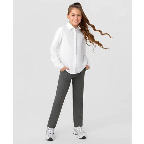 фото Школьные брюки button blue, повседневный стиль, размер 122, серый