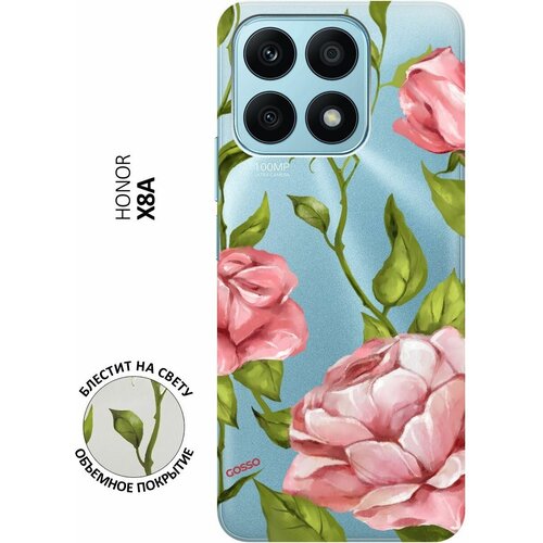 Силиконовый чехол на Honor X8a, Хонор Х8А с 3D принтом Amazing Roses прозрачный матовый soft touch силиконовый чехол на honor x8a хонор х8а с 3d принтом amazing roses черный