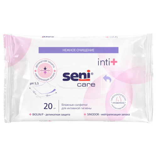 Seni Влажные салфетки SENI CARE Inti+ для интимной гигиены, 20 шт.