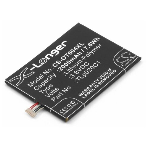 фото Аккумулятор для alcatel one touch 6037y, 6040d (tlp020c2) cameron sino