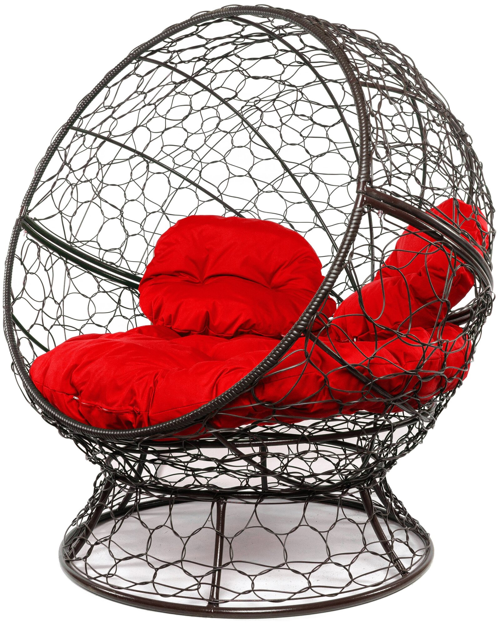 Кресло коричневое M-Group Апельсин ротанг, 11520206 красная подушка - фотография № 3