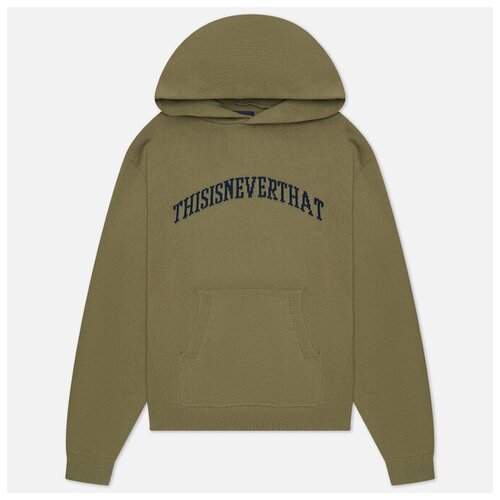 фото Мужской свитер thisisneverthat arch-logo knit hoodie зелёный , размер m